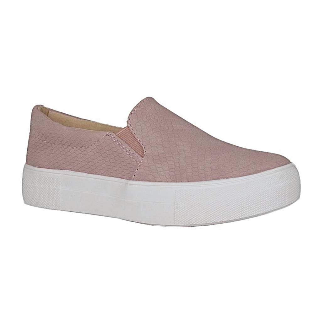 Mauve Snake Print Embossed Slip On Sneakers - Picture 3 of 6